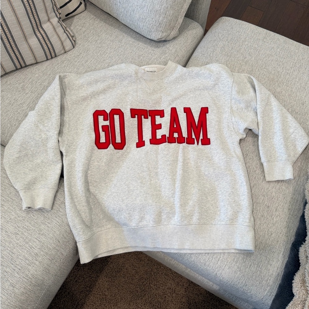Abercrombie & Fitch Gray Sweatshirt with Red Lettering